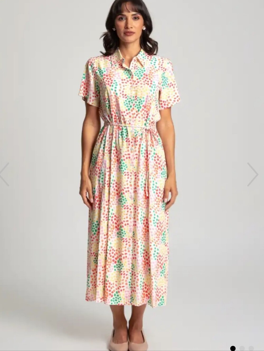 COMPANIA FANTASTICA MULTICOLOUR MACULA POLKA DOT PRINT MIDI SHIRT DRESS XS